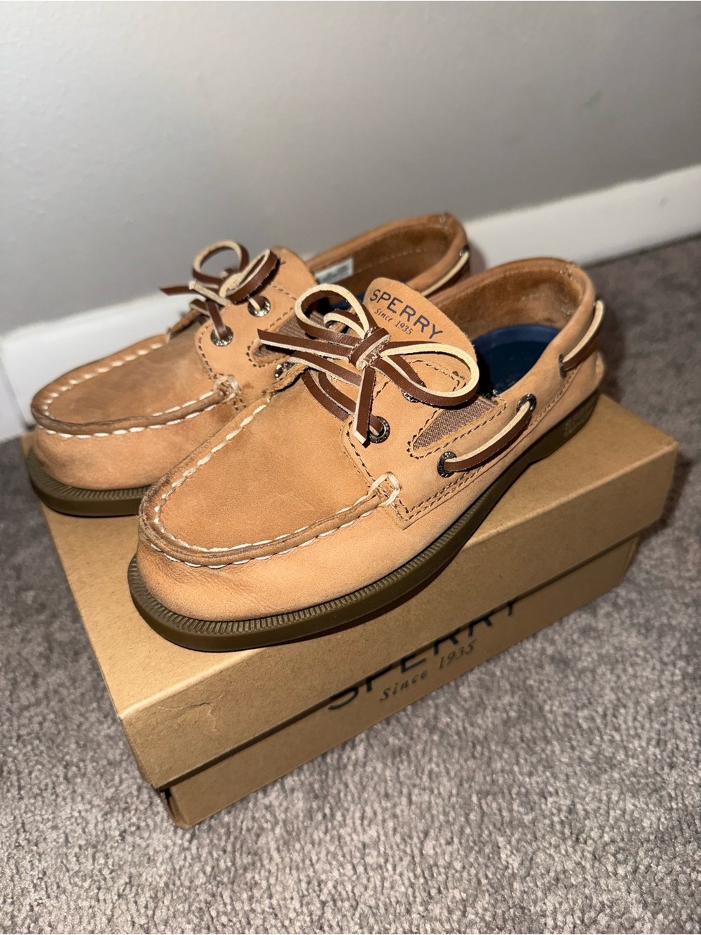 Sperry Kids Light Brown/Tan Leather Boat Shoes